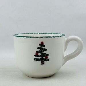 Vintage Furio Christmas Tree Jumbo Mug Italy Spongeware Green Red Sponge Paint